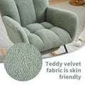Modern Nursery Rocking Chair, Upholstered Glider Chair With High Backrest, Rocker Accent Armchair With Solid Wood Legs For Nursery Bedroom Living Room Green Green Teddy