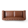 Mirod Comfy 3 Seat Sofa With Wooden Legs, Retro Style For Living Room And Study Light Brown Pu 3 Seat