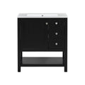 30Inch Transitional Style Bathroom Vanity Cabinet Combo With Ceramic Sink,Soft Close Door Black Bathroom Solid Wood Mdf
