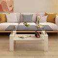 Rectangle Coffee Table, Tempered Glass Tabletop With Mdf Layer, Modern Table For Living Roomgray Glass Gray Tempered Glass