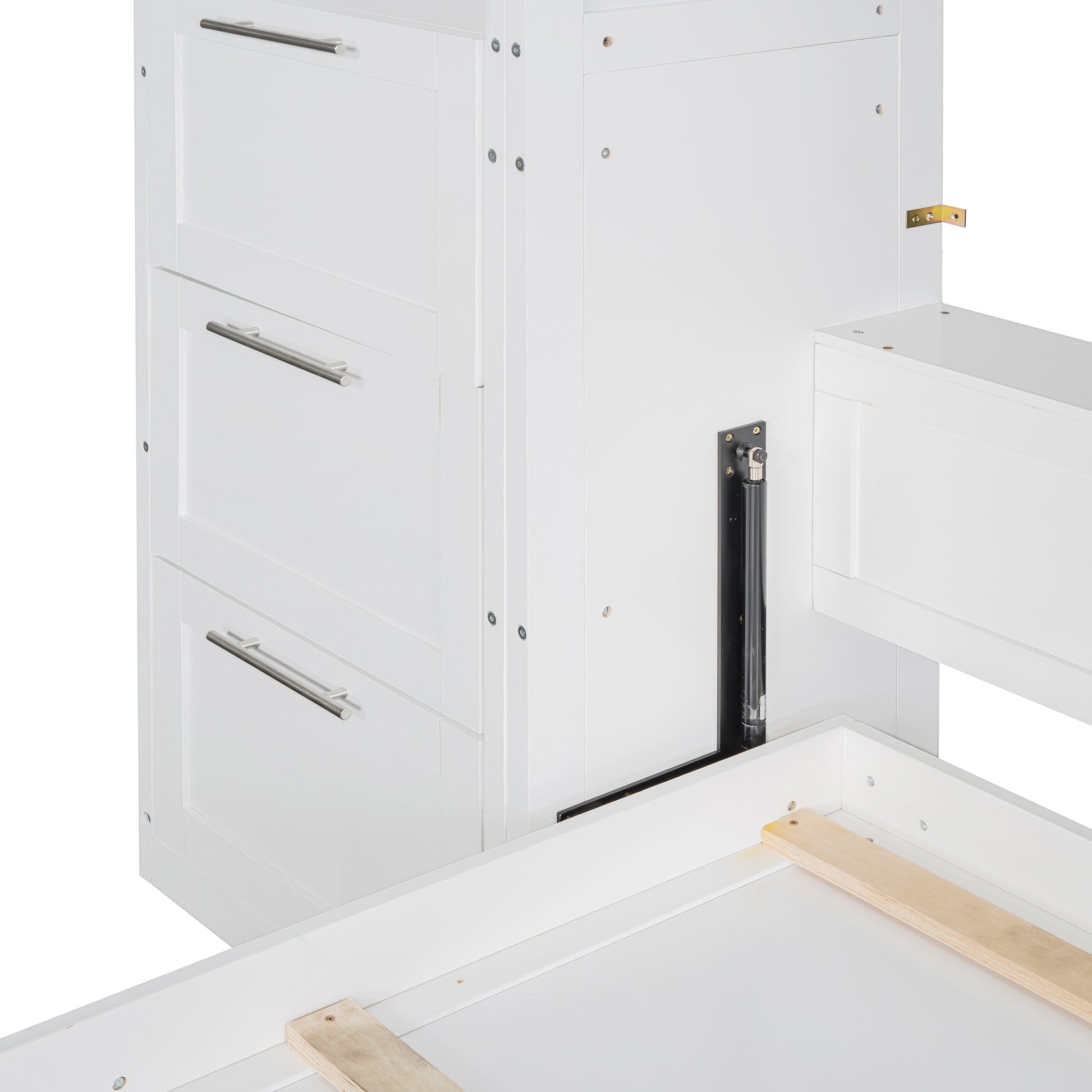 Queen Size Murphy Bed Wall Bed With Closet ,Drawers And Shelves,White Queen White Mdf Lvl