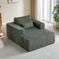 62.5 Inch Corduroy Sponge Sofa Lounge Chair With Removable Footrest,No Assembly Required,Fluffy Modern Sleeper Chair For Indoor Living Room Bedroom Army Green Foam Corduroy 1 Seat