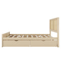 Queen Size Wood Storage Platform Bed With 4 Drawers, Rattan Headboard, Nature Box Spring Not Required Queen Antique Natural Wood Bedroom Bed Frame Wood Rattan