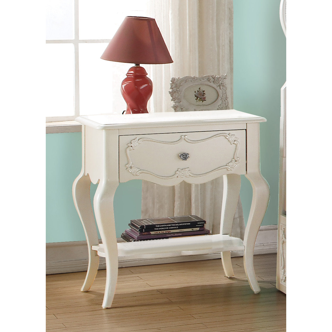 Pearl White 1 Drawer Nightstand With Shelf White 1 Drawer Bedroom Rectangle Shelf White Pine