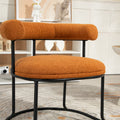 Coolmore Boucle Dining Chairs Set Of 2, Mid Century Modern Curved Backrest Chair, Round Upholstered Kitchen Chairs Orange Boucle Orange Foam Mdf Metal