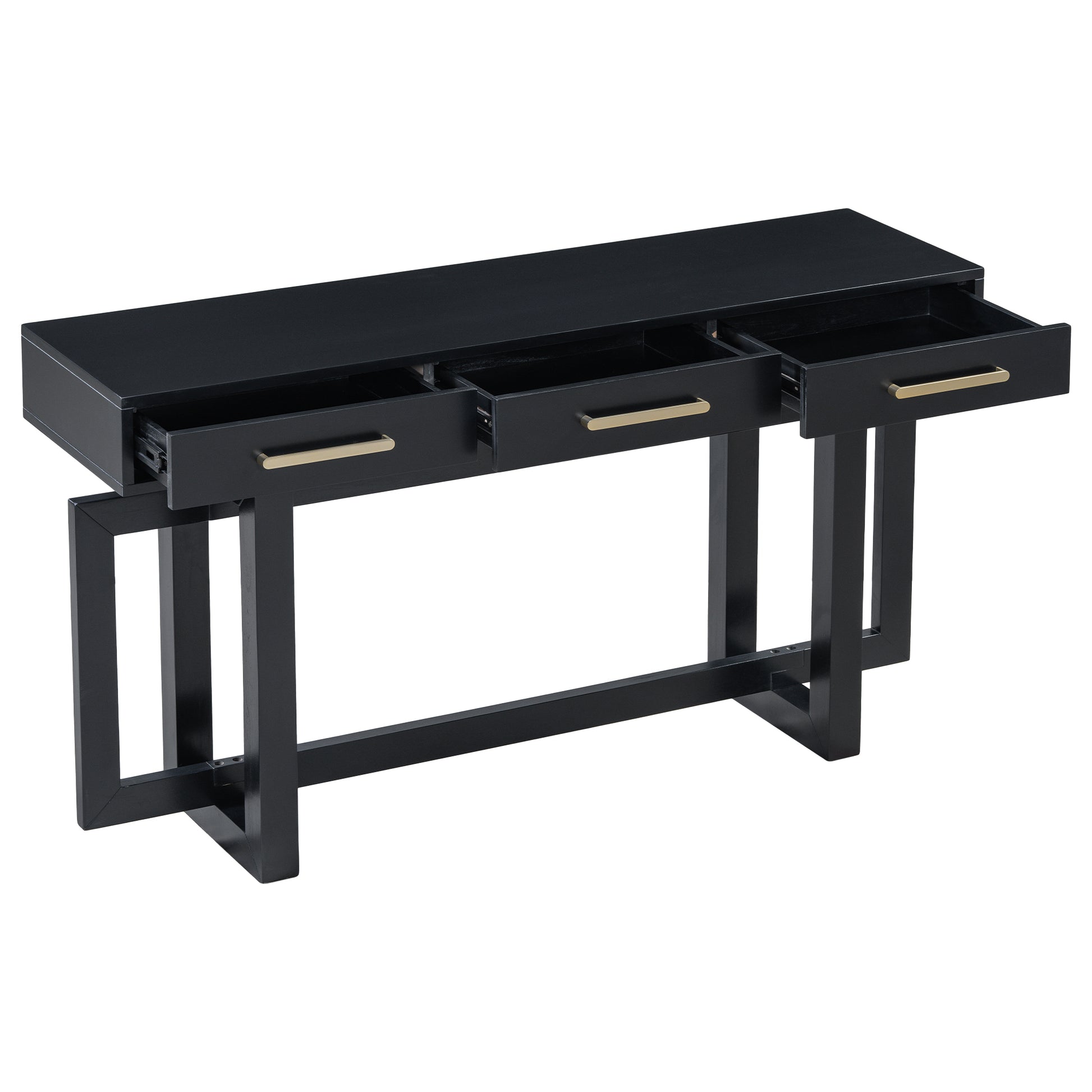 Elegant Console Table With Three Drawers, Extra Long Entryway Table For Entryway, Hallway, Living Room, Foyer, Corridor Black Primary Living Space Artsy Drawers Mdf