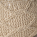 Malibu Knitted Wool 20 X 20 Round Pouf Ivory Wool