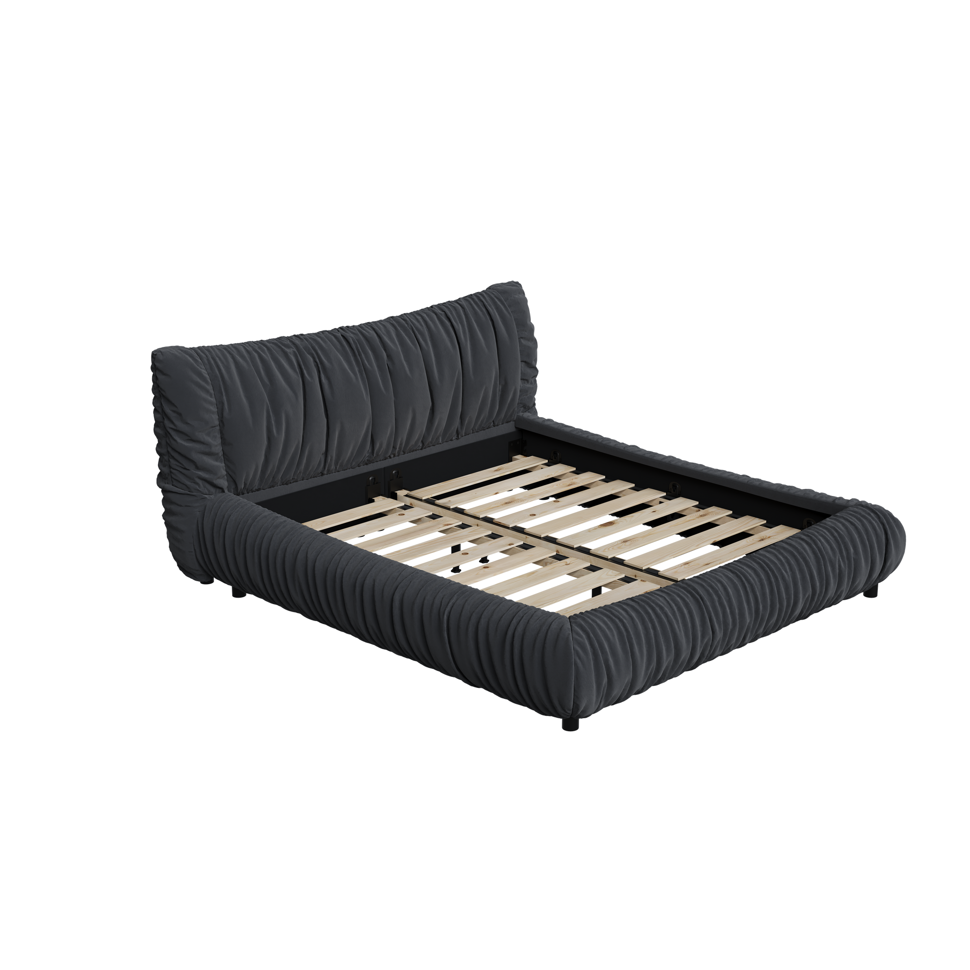 King Size Luxury Upholstered Platform Bed With Removable Cushion And Solid Wood Frame,Suitable For Multiple Heights Of Mattresses,Dark Grey King Dark Grey Upholstered