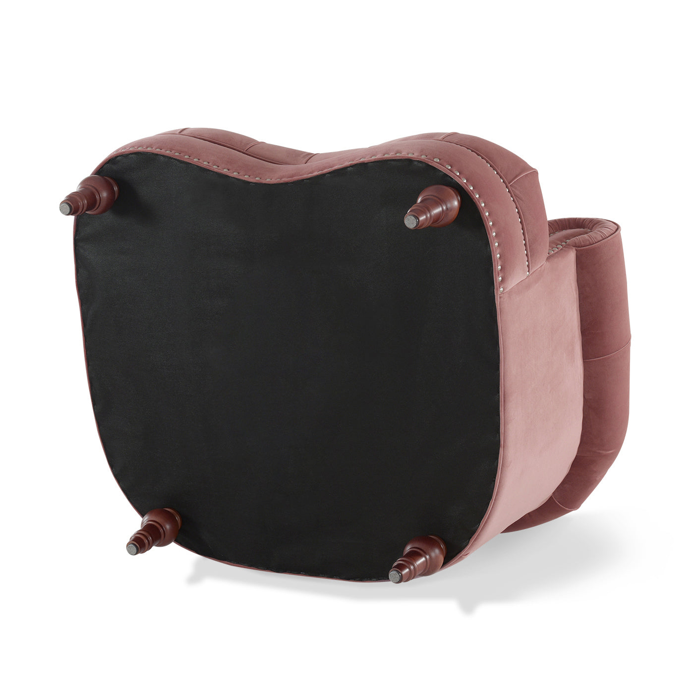 La Rosa Victorian Tufted Upholstered Accent Chair, Ash Rose Pink Velvet Pink Foam Velvet