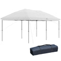 Outsunny 10' X 19' Pop Up Canopy With Easy Up Steel Frame, 3 Level Adjustable Height And Carrying Bag, Sun Shade Event Party Tent For Patio, Backyard, Garden, Off White White Steel