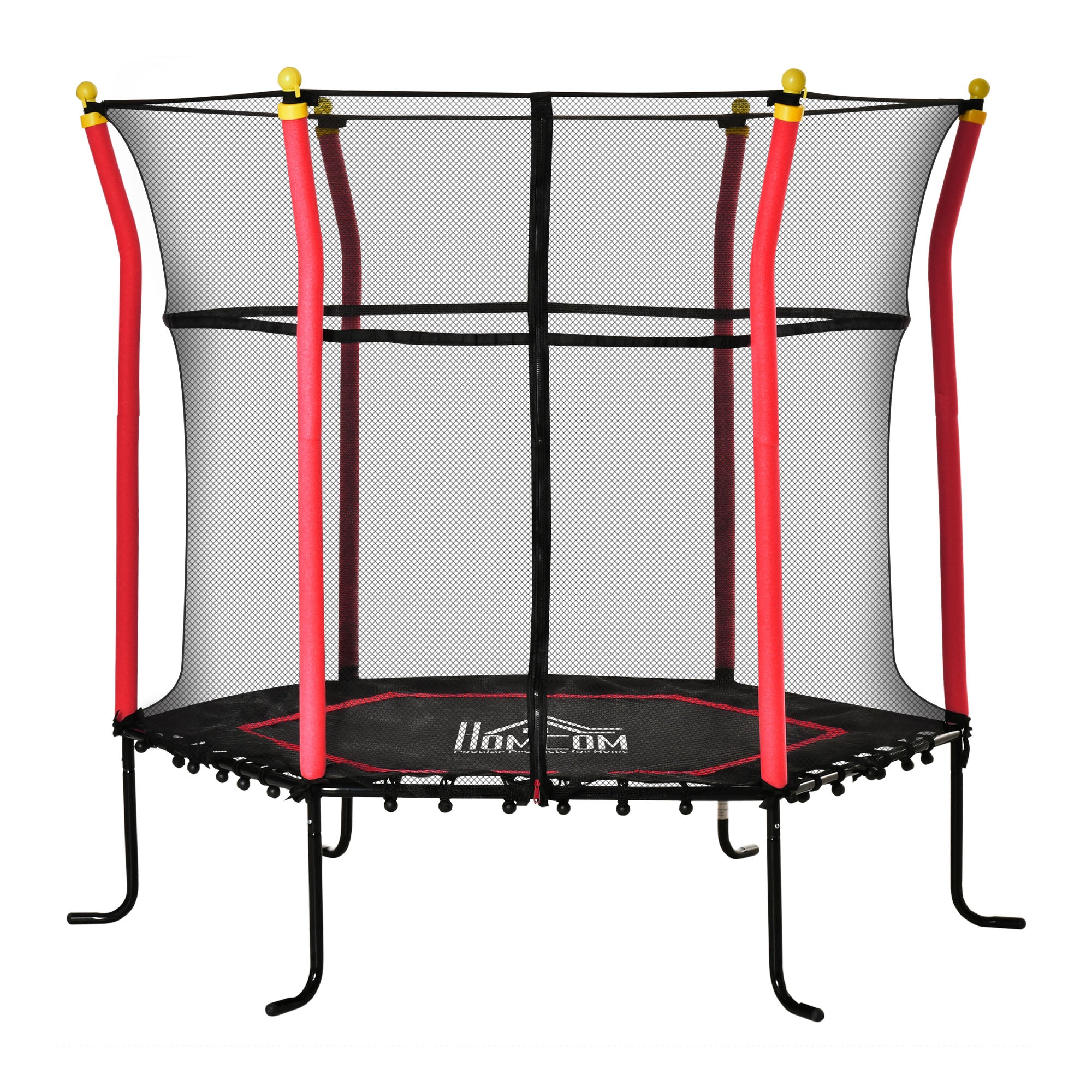 Soozier Trampoline For Kids With Net, Indoor Outdoor Toddler Trampoline With Safety Enclosure, Birthday Gift For Boys And Girls 3 10 Years, Red Red Steel