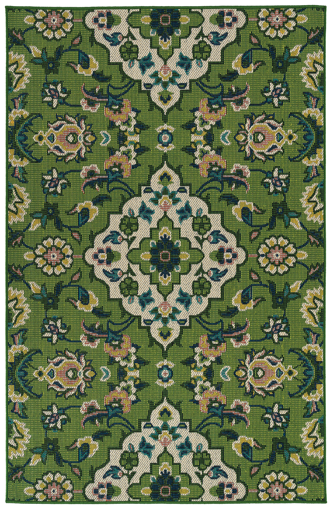 Traditional, Transitional, Oriental, Medallion,Cut Pile 1'9" X 3' Rectangle Throw Rug Green Polypropylene