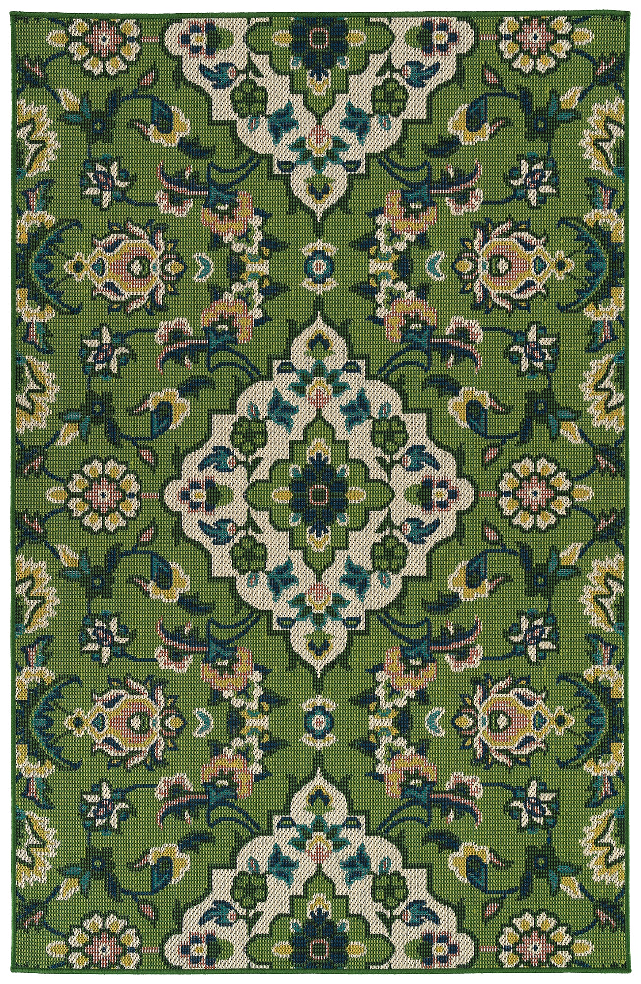 Traditional, Transitional, Oriental, Medallion,Cut Pile 5' X 7'6" Rectangle Area Rug Green Polypropylene