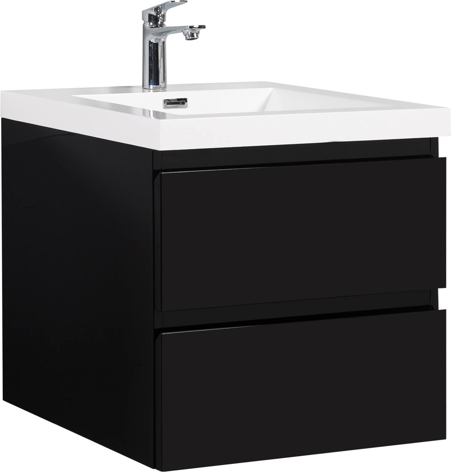 24" Floating Bathroom Vanity With Sink, Modern Wall Mounted Bathroom Storage Vanity Cabinet With Resin Top Basin And Soft Close Drawers, Glossy Black 24V11 24Gb 2 Black Wall Mounted Mdf