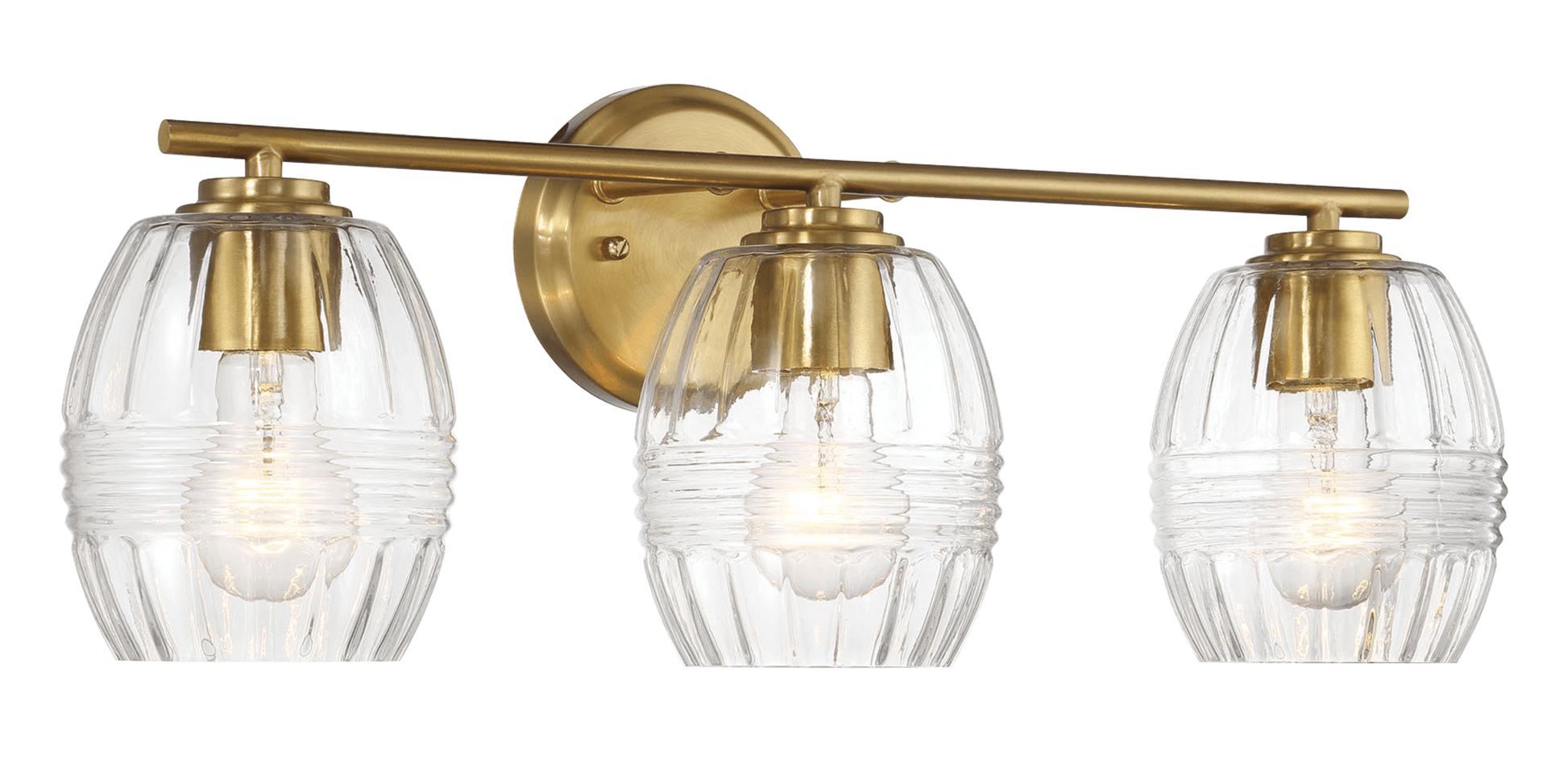 Luster Three Lights Vanity With Clear Glass For Bathrooms Above Mirror Wall Lamp Satin Brass Clear,Gold Brass,Glass,Metal