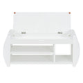 Retro Multifunctional Storage Bench With Cushion And Curved Side Panel For Entrance And Living Room Antique White Antique White Mdf