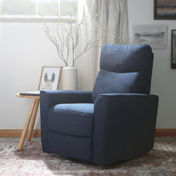 Soho Swivel Glider In Navy Navy Fabric
