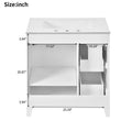 30 Inch Bathroom Vanity Cabinet With Ceramic Basin, Double Layer Drawer, Deep Drawer And Adjustable Shelf White Bathroom Solid Wood Mdf