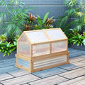 Outsunny Raised Garden Bed With Polycarbonate Greenhouse, Wooden Garden Cold Frame Greenhouse, Flower Planter Protection, 48