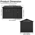 Metal Garden Sheds 6Ftx8Ft Outdoor Black With Window Black Metal