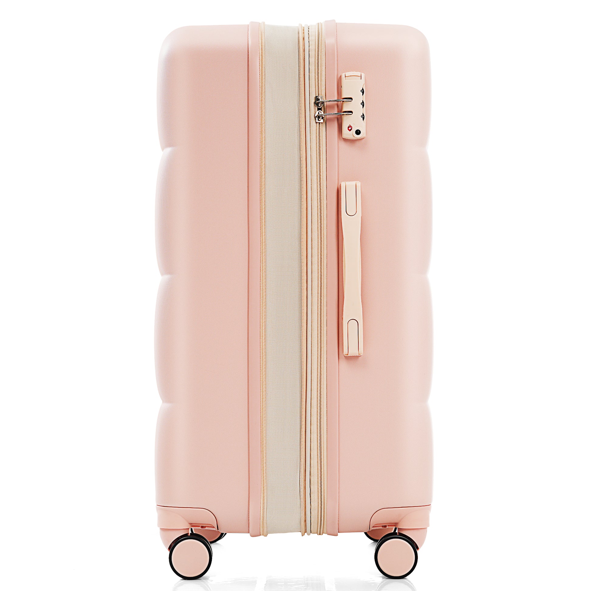 Luggage Set Of 3, 20 Inch With Usb Port, Airline Certified Carry On Luggage With Cup Holder, Abs Hard Shell Luggage With Spinner Wheels, Pink Pink Abs