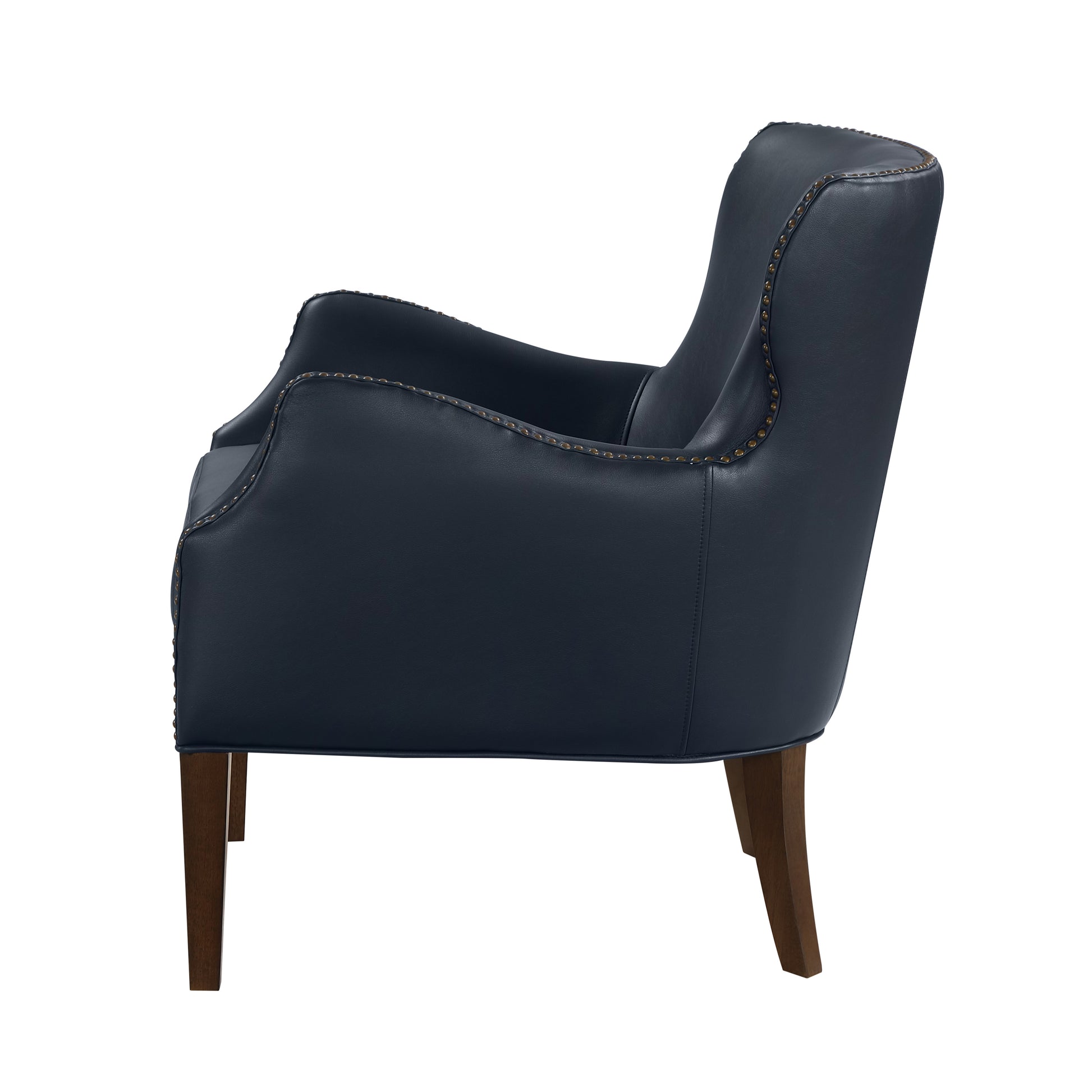 Daniela Midnight Blue High Leg Slope Arm Chair Blue Foam Faux Leather