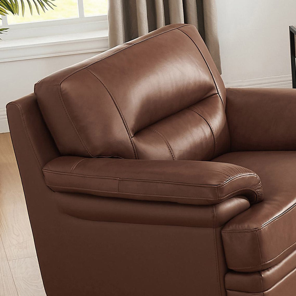Luxor Leather Chair Pecan Memory Foam Genuine Leather