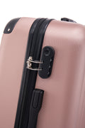 3 Piece Abs Hard Luggage Set With Swivel Wheels And Password Lock, 20 24 28 Inch Rose Gold Rose Gold Abs