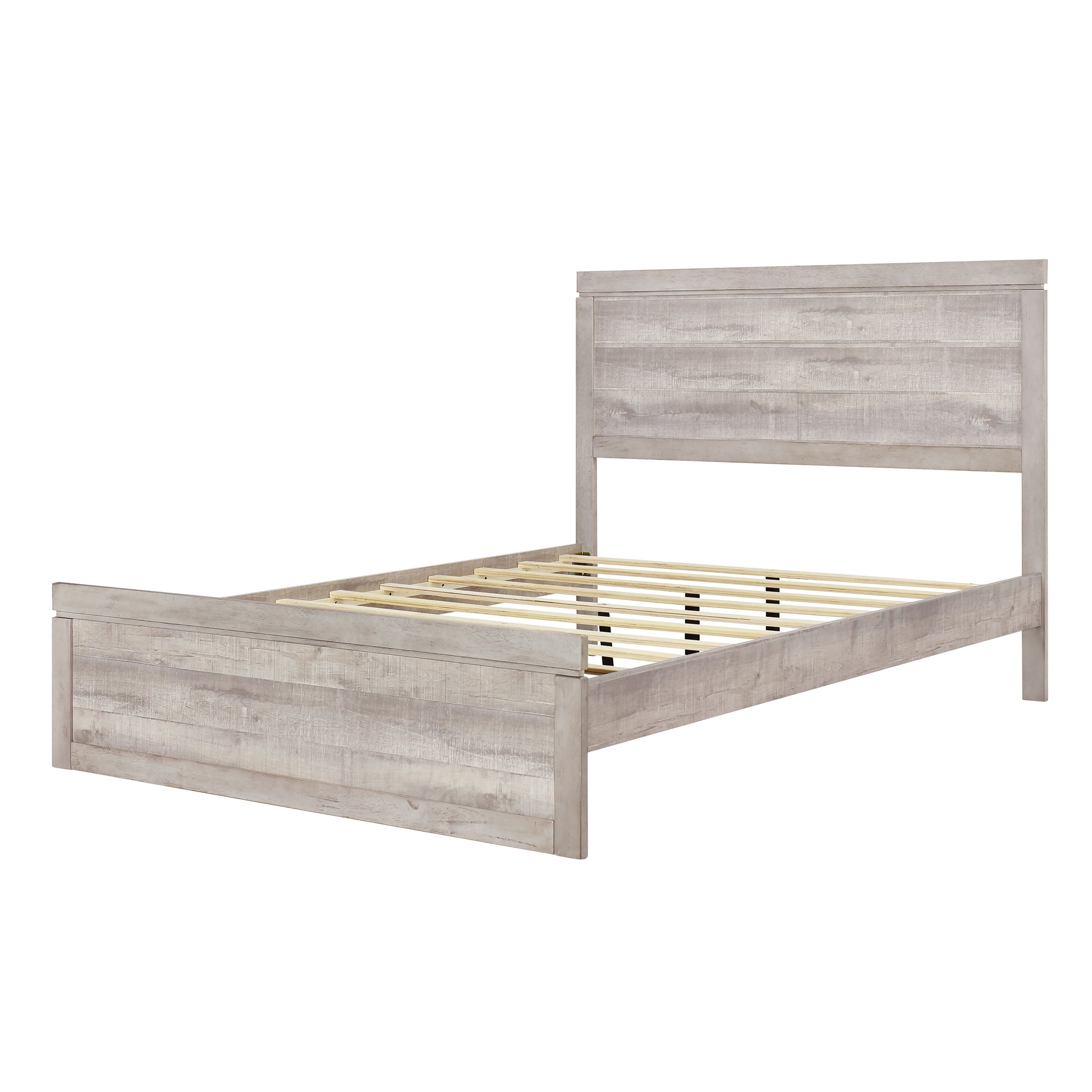 3 Pieces Vintage Farmhouse Style Full Size Platform Bed With 10 Wooden Slats Support 2 Nightstands, No Box Spring Needed, Rustic White Box Spring Not Required Full Rustic White Wood 3 Piece Set Bedroom Traditional Plywood