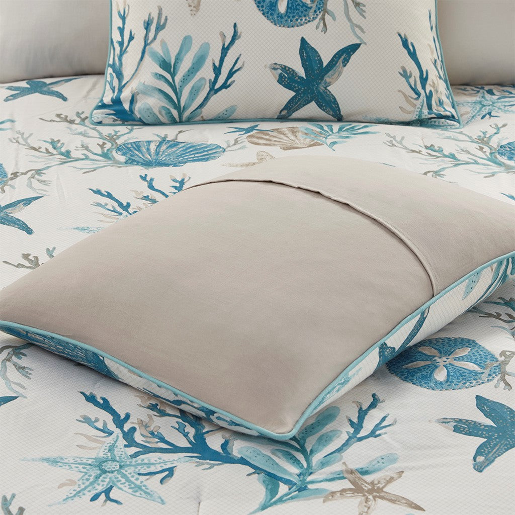 7 Piece Cotton Sateen Comforter Set Aqua Queen Queen Aqua Cotton