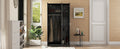 3 Door Wardrobe With Mirror, Armoire With Hanging Rod And 3 Fixed Shelves,Black Black Particle Board