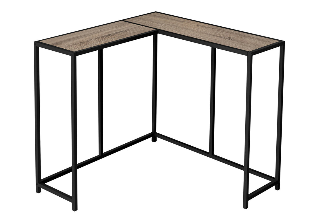 Accent Table, Console, Entryway, Narrow, Corner, Living Room, Bedroom, Brown Laminate, Black Metal, Contemporary, Modern Taupe Particle Board