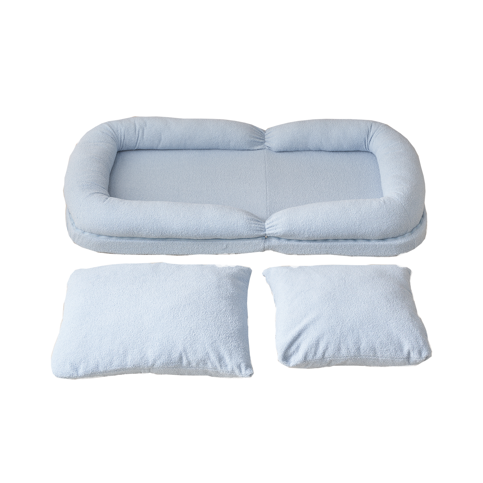 Triple Fold Down Sofa Bed,Blue Blue Metal Cotton Metal