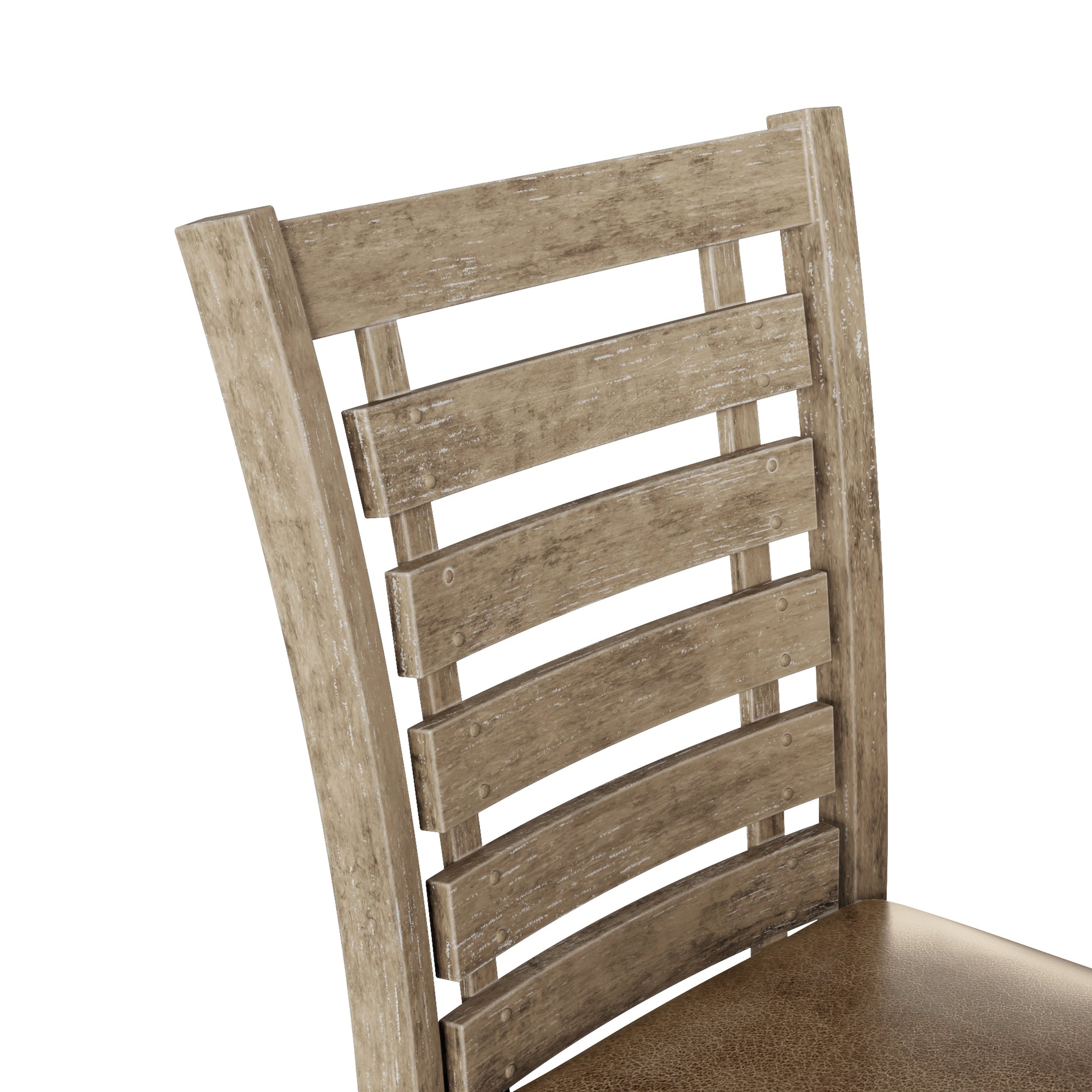 5Pcs Table Set Round Dining Table Solid Wood Modern Farmhouse Rustic Look Distressed Look Wood Grayish Brown Ladder Back Seats 4 Light Brown Dining Room Fixed Table American Design,Farmhouse,French Country,Rustic,Vintage Rubberwood Round Round Dining