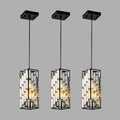 Modern Crystal Pendant Light 3 Pack, Adjustable Hanging Ceiling Lamp With Crystal Prism Design For Dining Room, Kitchen Island, And Living Room Black Finish Black Crystal,Iron