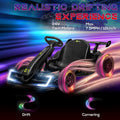 Aosom 24V 7.5 Mph Electric Go Kart With Adjustable Seat, Drifting Car Battery Powered Ride On Toy Outdoor With Slow Start, Button Start, Music, Honking Horn, Lights, For 6 12 Years Old, Black Black Plastic