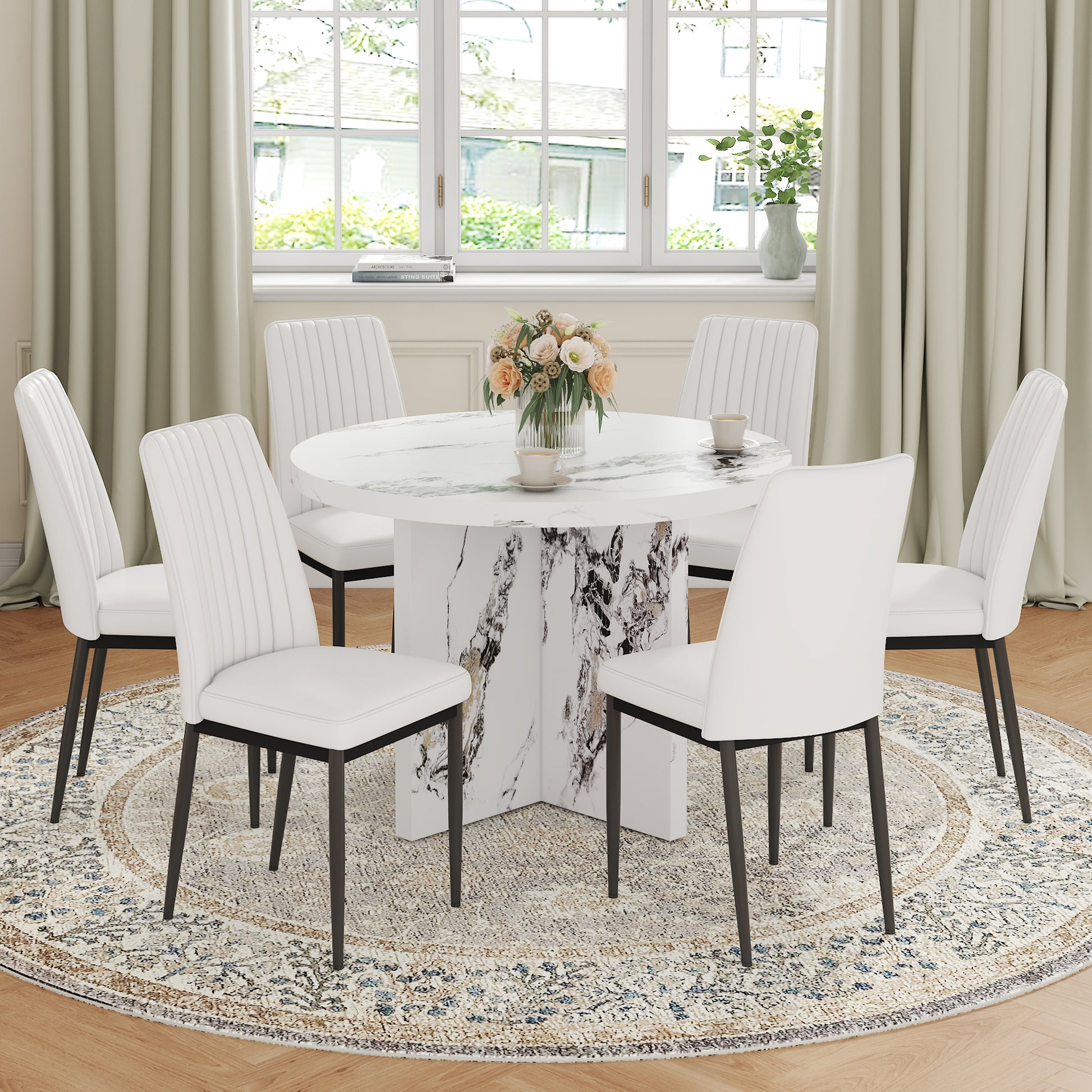 Piece Round Dining Table Set, 42 Inch Modern Round Table And Uphol