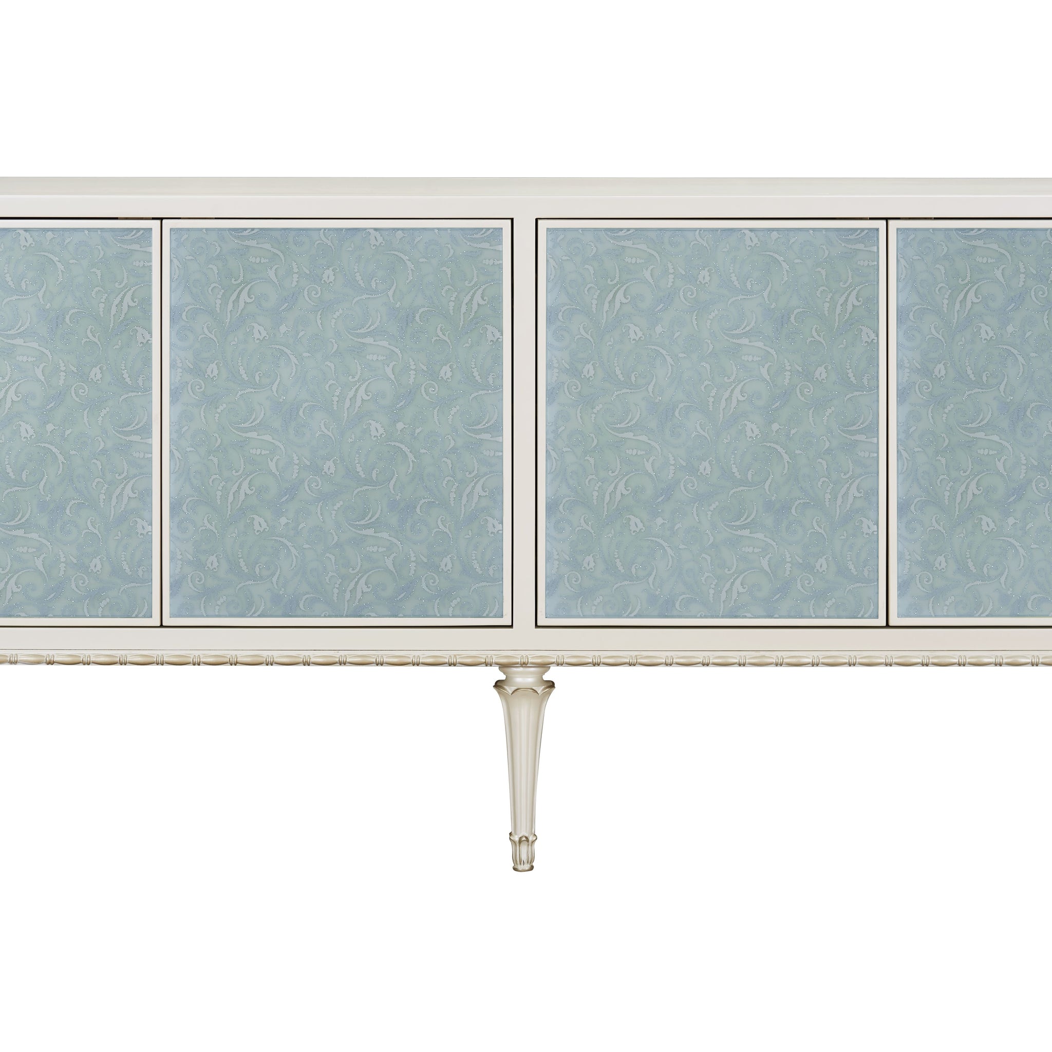 Ansaldo Console Cabinet, Pearl White & Silver Shimmer Finish Ac02506 White Wood