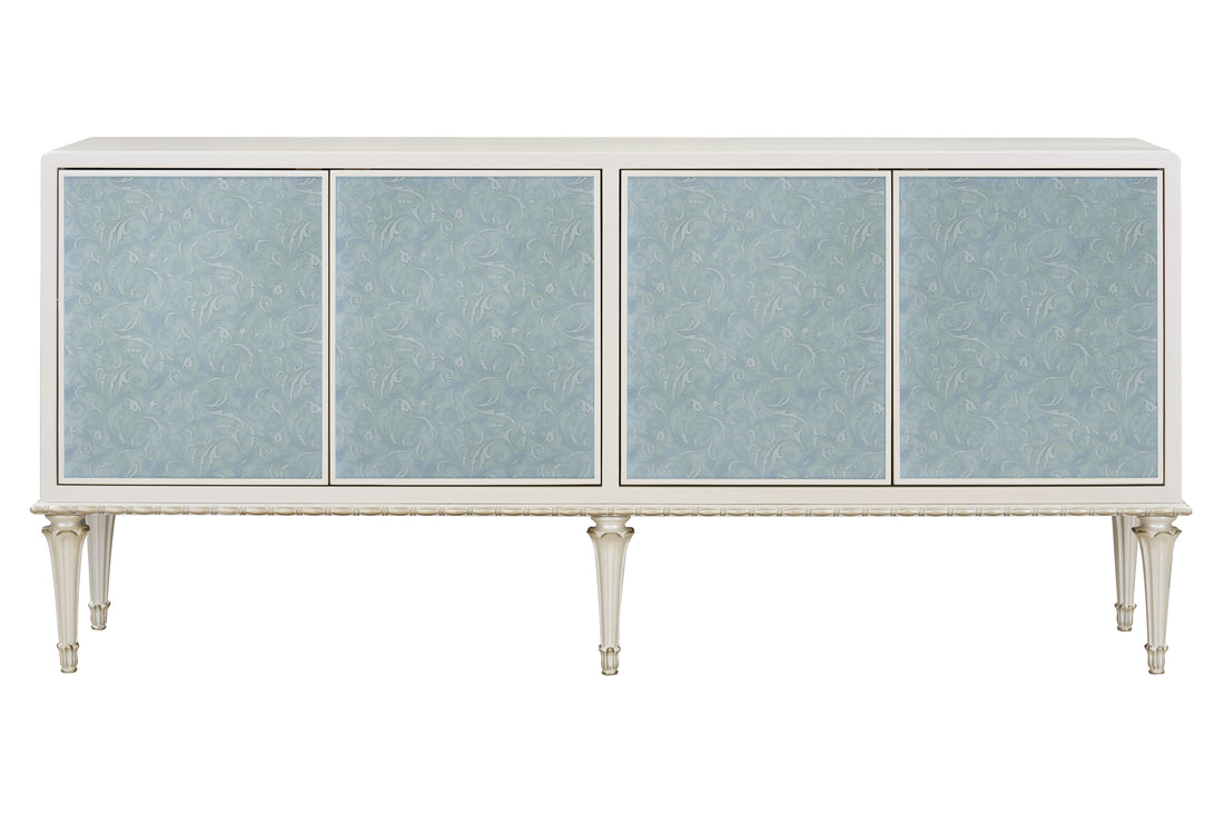 Ansaldo Console Cabinet, Pearl White & Silver Shimmer Finish Ac02506 White Wood