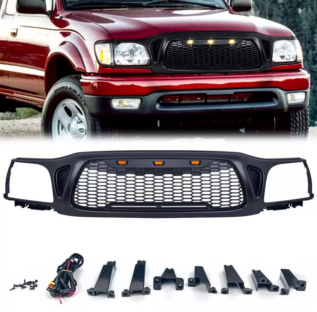 Front Grille Fits For Tacoma 2001 2002 2003 2004 With Light Letters Matte Black Radiatormesh Matte Black Abs