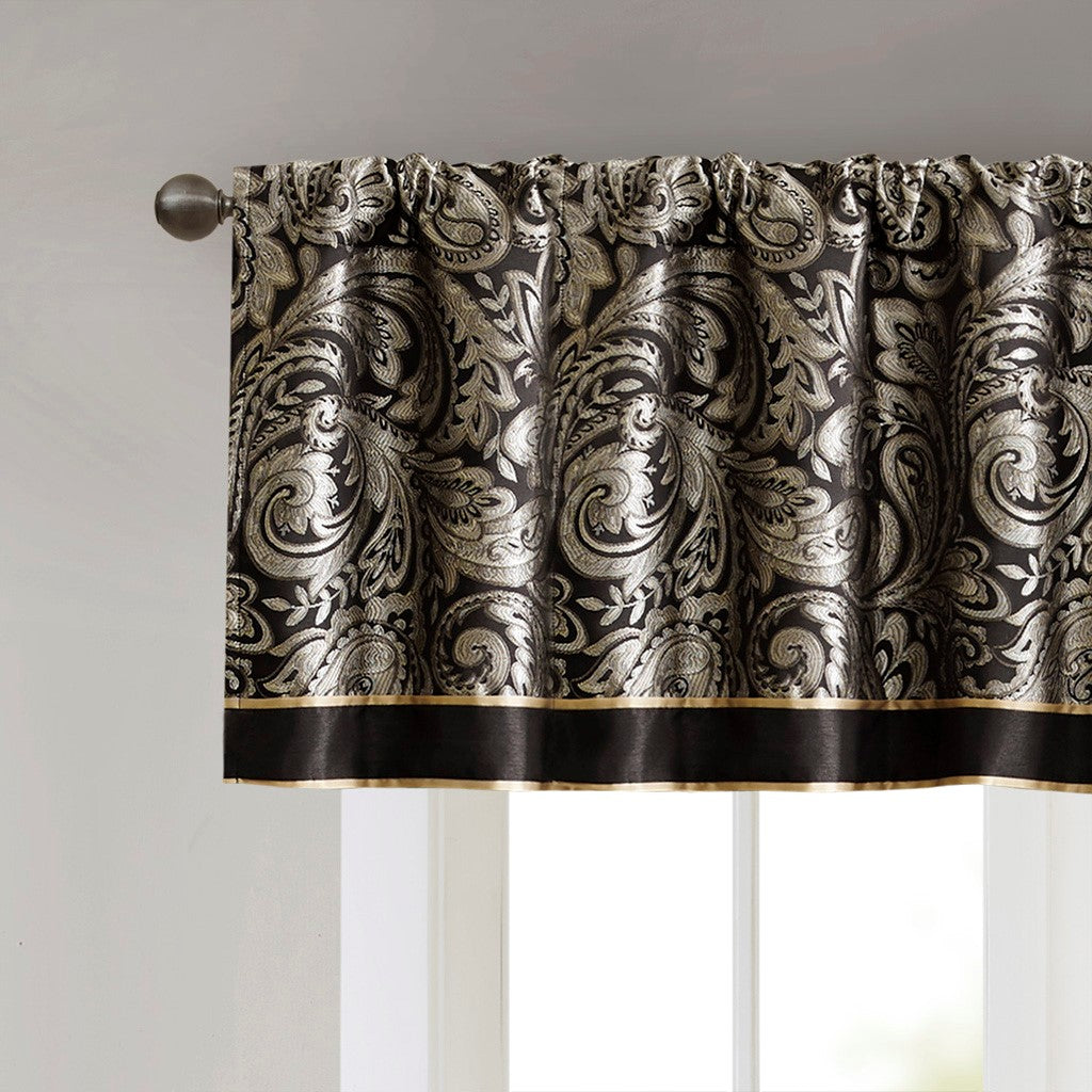 Jacquard Window Valance Black 50X18" Black Polyester