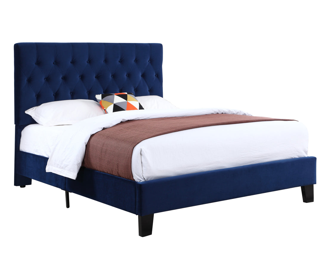 Luma Blue King Upholstered Bed King Blue Foam Solid Wood