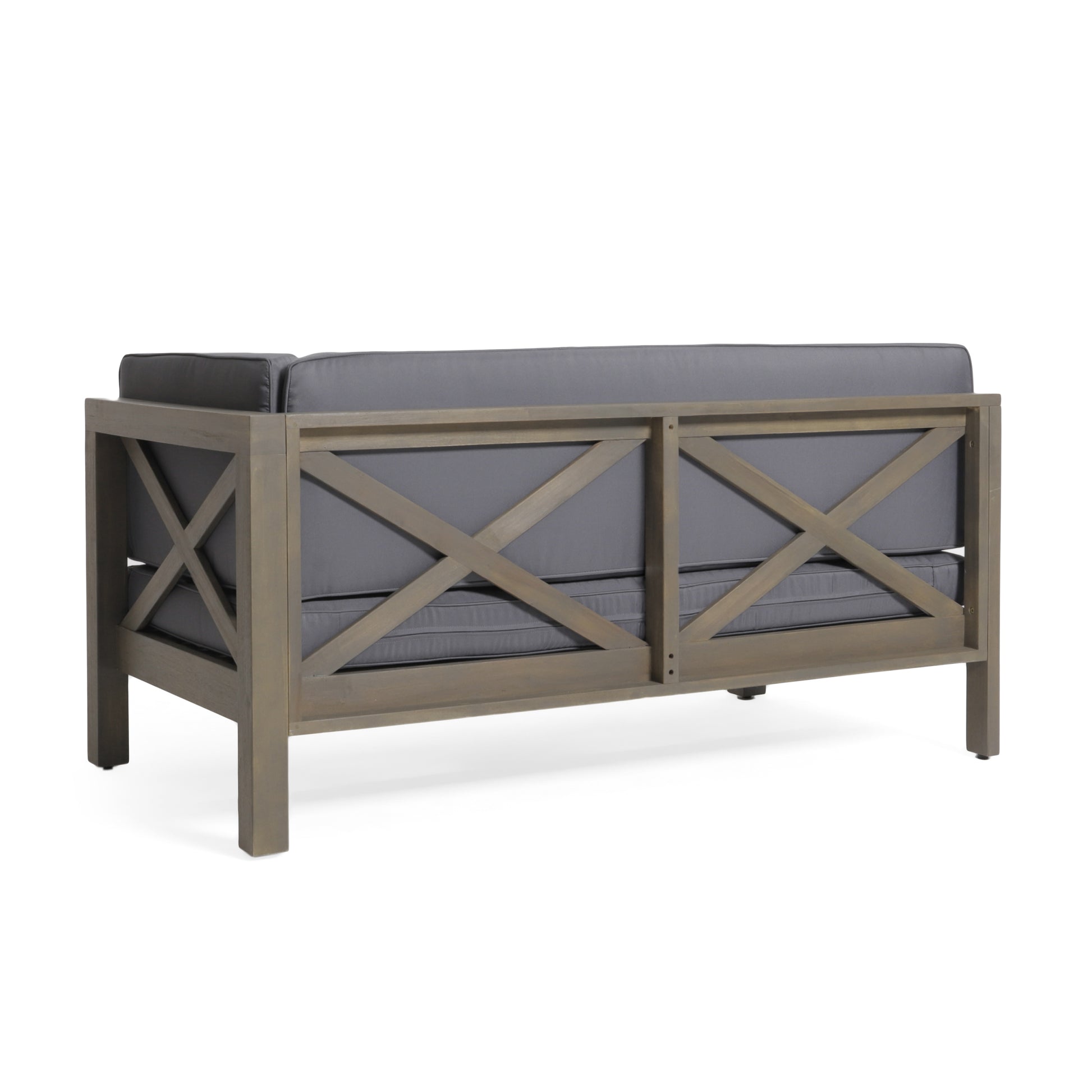 Brava X Back Corner Bench R With Coffee Table Dark Grey Acacia Wood