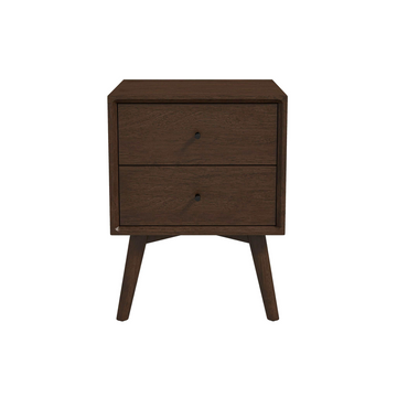 Caroline Night Stand 2 Drawer Dark Brown Brown 2 Drawers Bedside Cabinet Mid Century Modern Walnut Walnut Finish Solid Wood