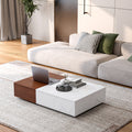 Modern Style Walnut Coffee Table With Two Storage Spaces Walnut Brown White Primary Living Space Rectangular Coffee & End Tables Particle Board Mdf