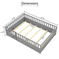 Full Size Floor Bed, Integral Construction With Super High Security Barrier, Door, Children'S Floor Bed Frame, Montessori Wooden Children'S Floor Bed, Support Slat Grey Box Spring Required Full Grey Wood Brown Bedroom American Design,Artsy Pine Bed Frame