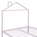Full Size Metal Platform Bed With Two Drawers,House Shaped Headboard Design, Pink Full Pink Metal