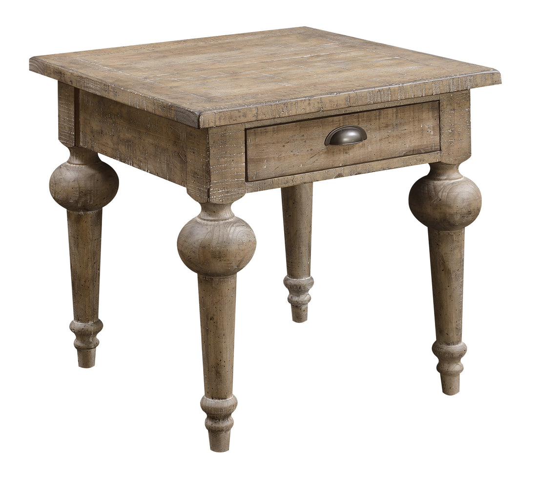 Ludin Taupe Square End Table Taupe Solid Wood