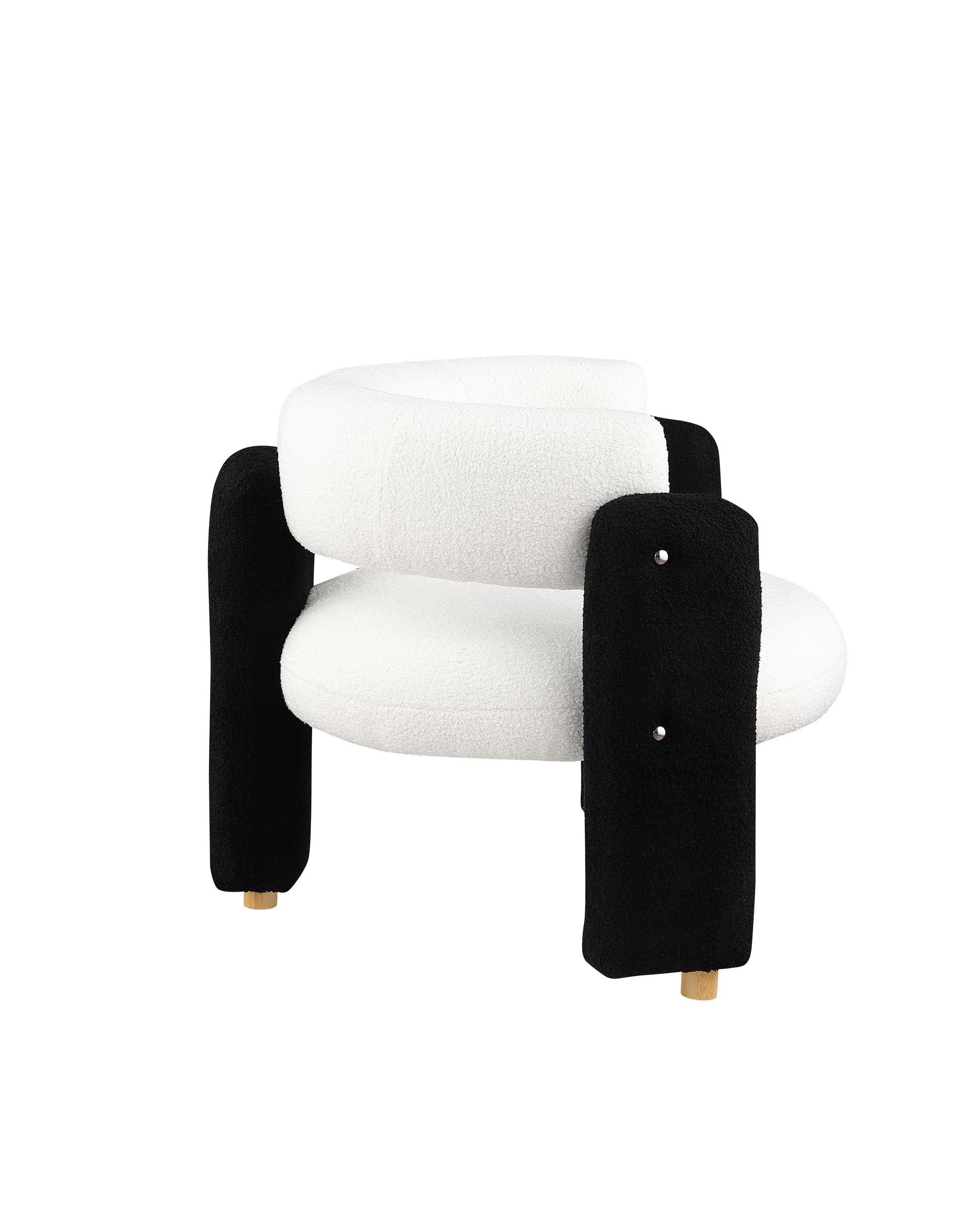 Accent Chair Black White Fabric