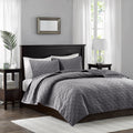3 Piece Velvet Quilt Set Grey King Cal King King Grey Cotton